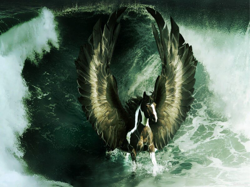 Winged Horse in Waves