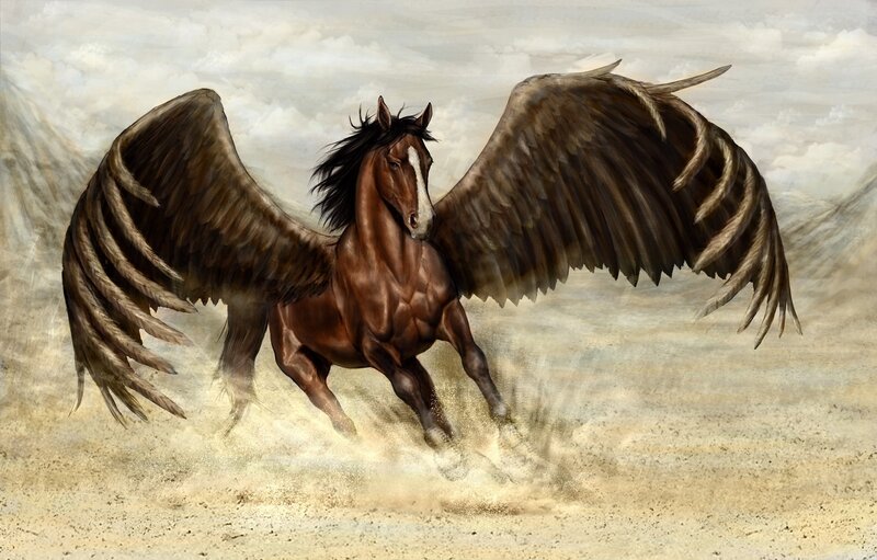 Winged Horse Running — Brown