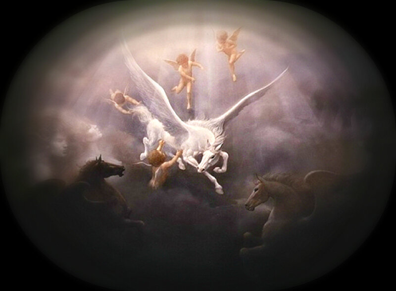 Winged Horse with Cherubs
