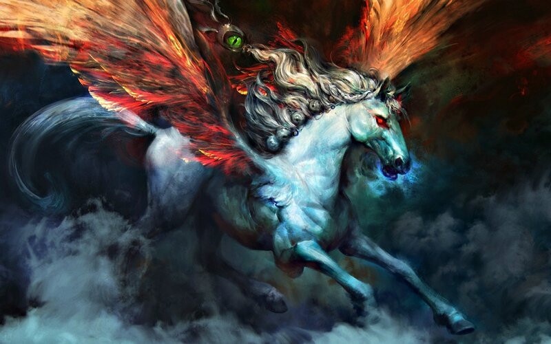 Winged Horse with Red Wings
