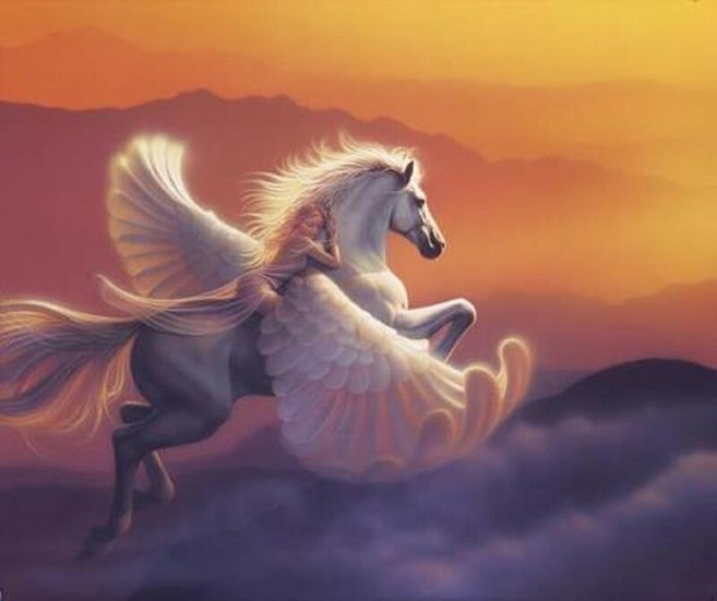 Winged Horse with Rider — Orange