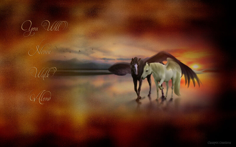 Winged Horses Walking