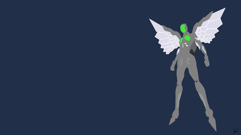 Winged Humanoid Figure — Blue, Minimalist