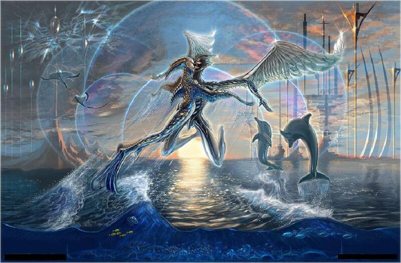Winged Humanoid Figure — Blue