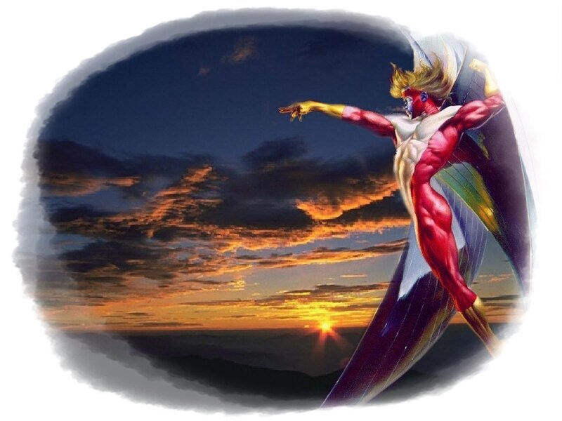 Winged Humanoid Figure — Red