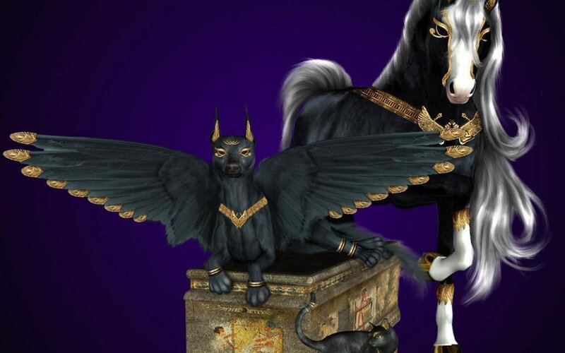 Winged Jackal Statue