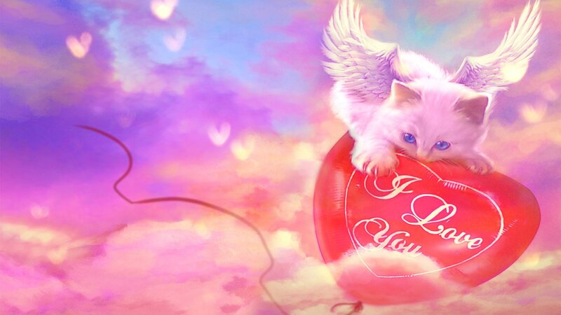 Winged Kitten on Balloon