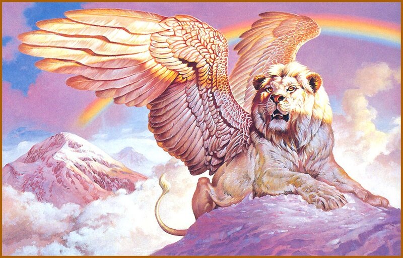 Winged Lion on Mountain