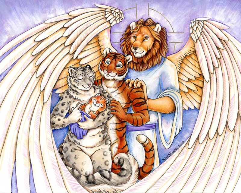 Winged Lion with Big Cats