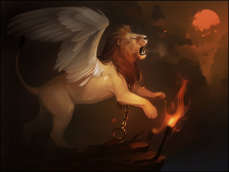 Winged Lion with Chains