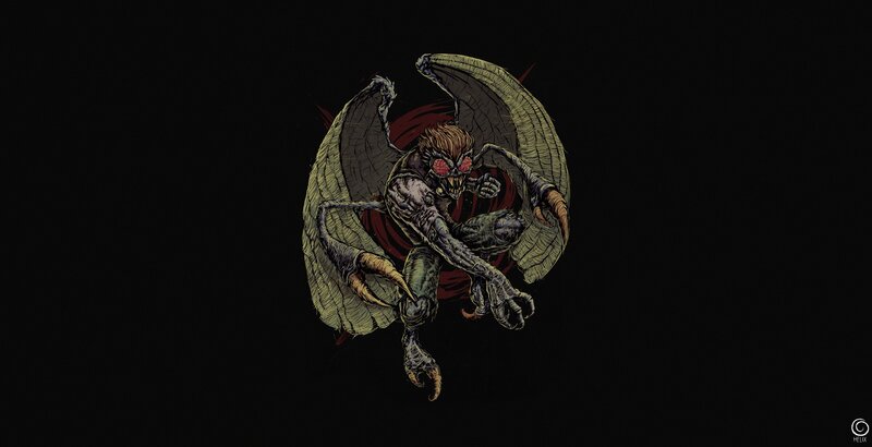 Winged Monster with Red Eyes