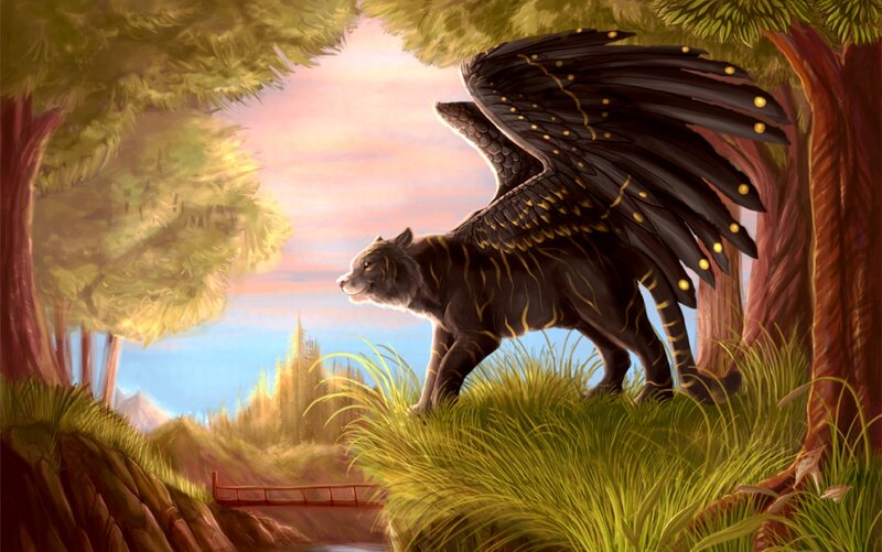 Winged Panther in Forest