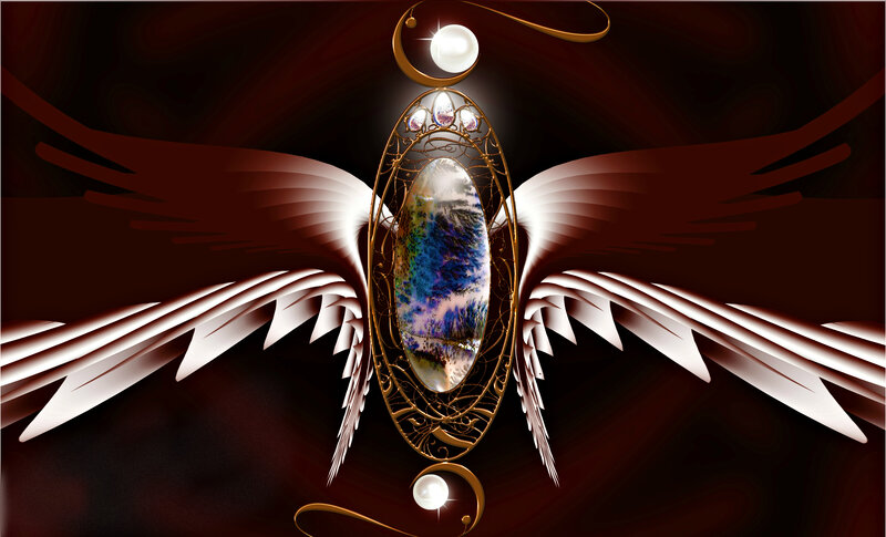 Winged Pendant with Gem