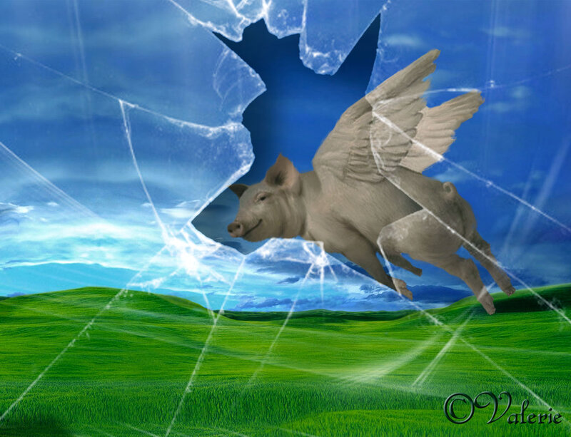 Winged Pig Flying