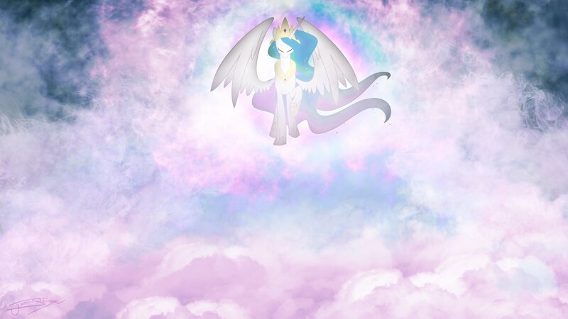 Winged Pony in Clouds