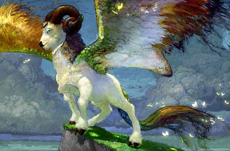 Winged Ram Creature — White
