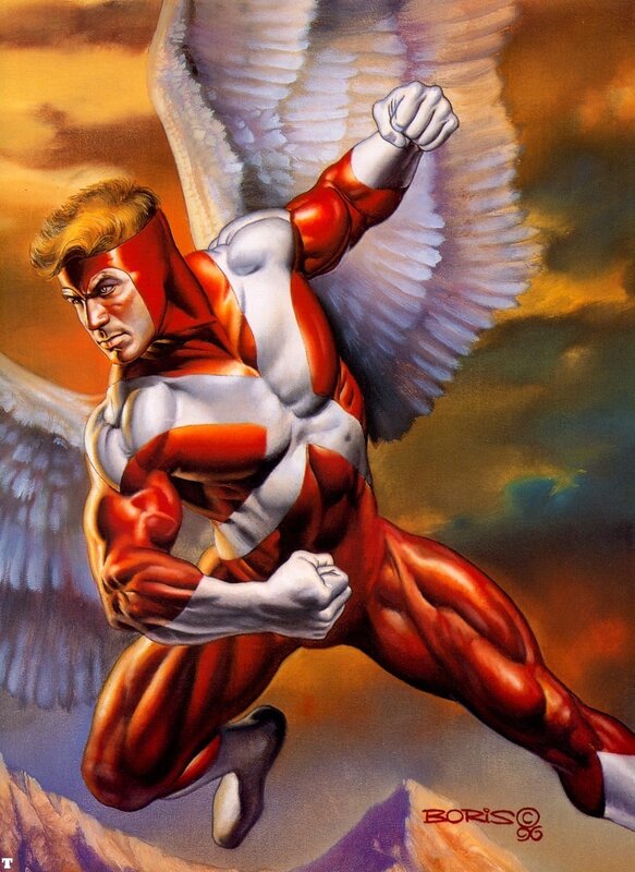 winged superhero in flight