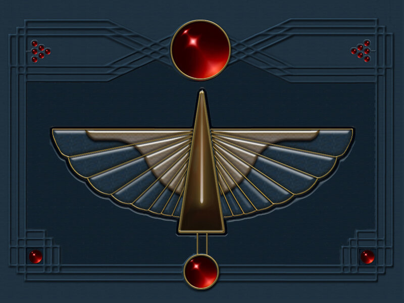 Winged Symbol with Red Gems