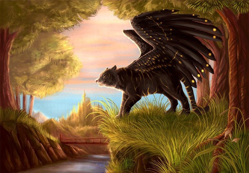 winged tiger in forest