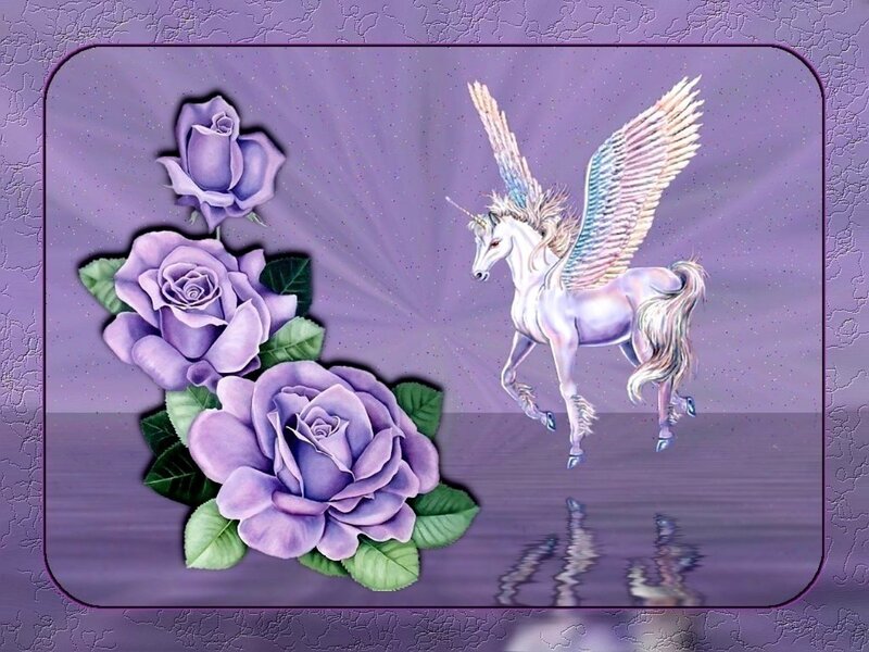 Winged Unicorn and Roses