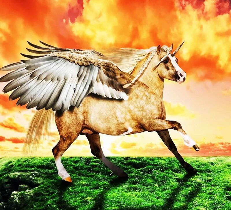 Winged Unicorn Horse — Green