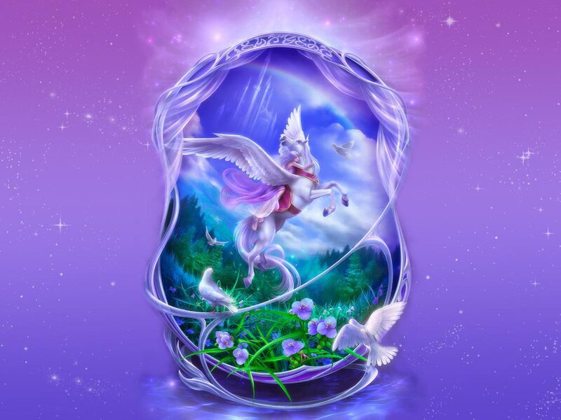 Winged Unicorn in a Crystal Orb