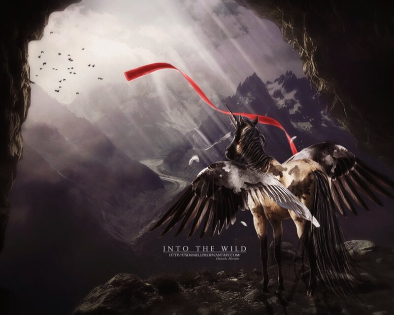 Winged Unicorn in Cave