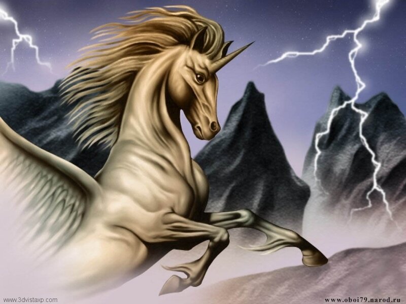 Winged Unicorn in Storm — Purple