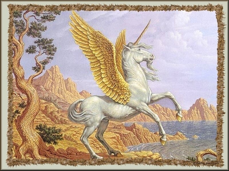 Winged Unicorn on Cliff