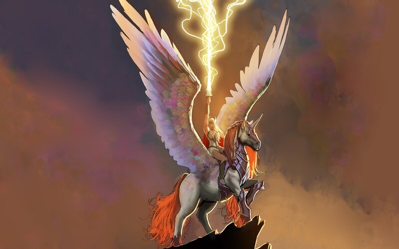 winged unicorn with lightning