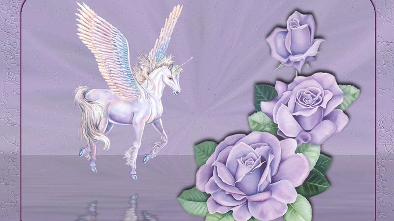 Winged Unicorn with Roses