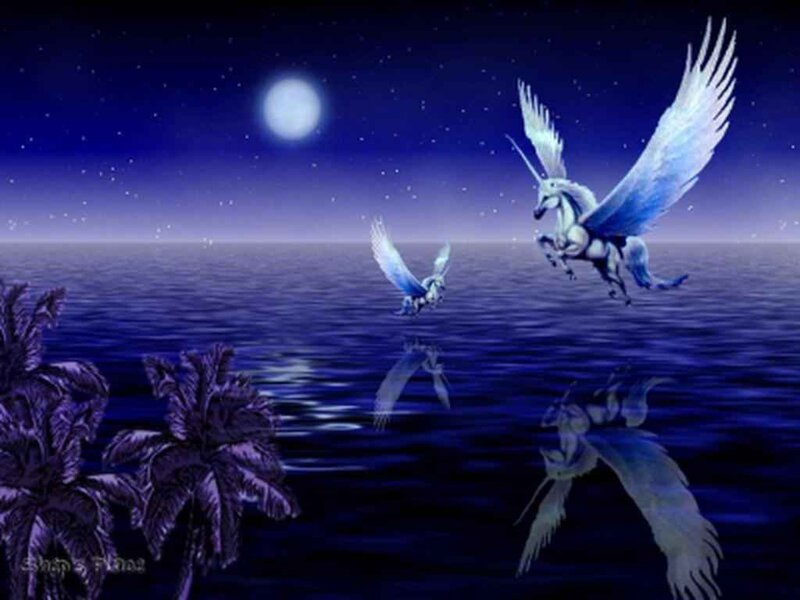 Winged Unicorns Flying