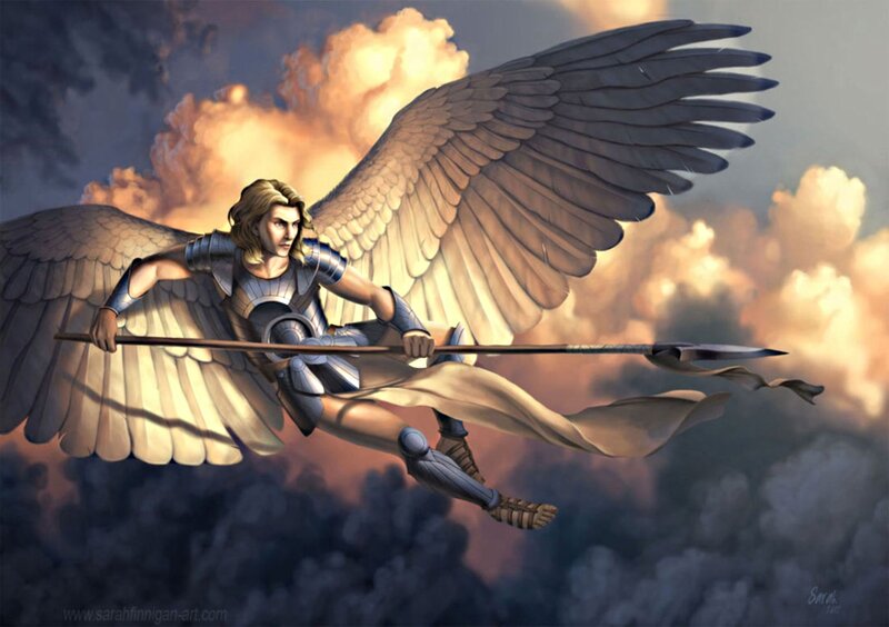 Winged Warrior Angel — Gray