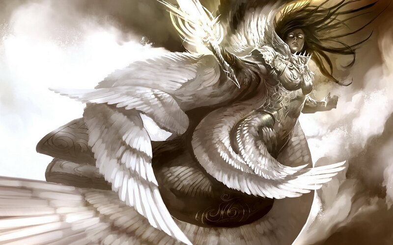 Winged Warrior Angel — White