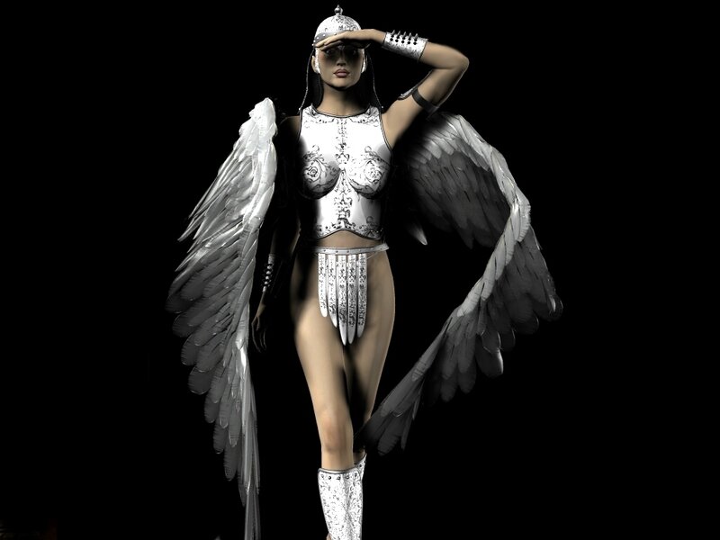 winged warrior in armor