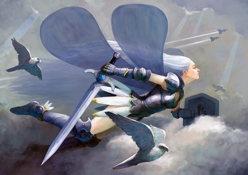 winged warrior in flight
