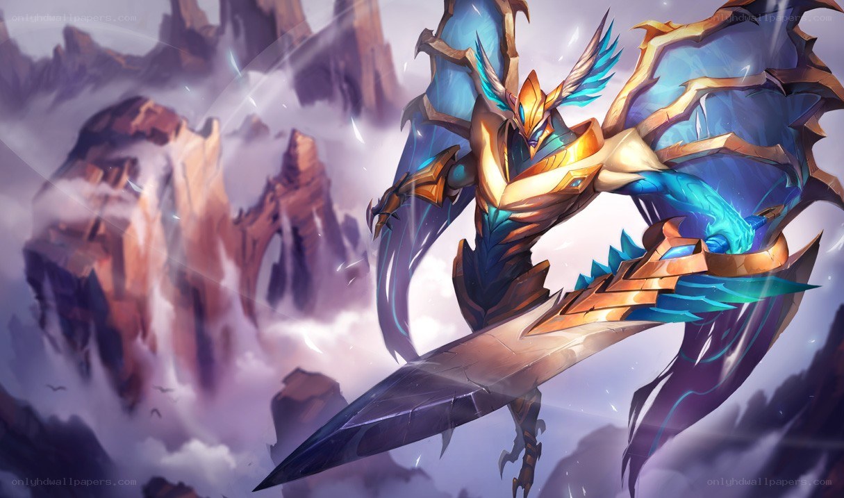 winged warrior in mountainous landscape