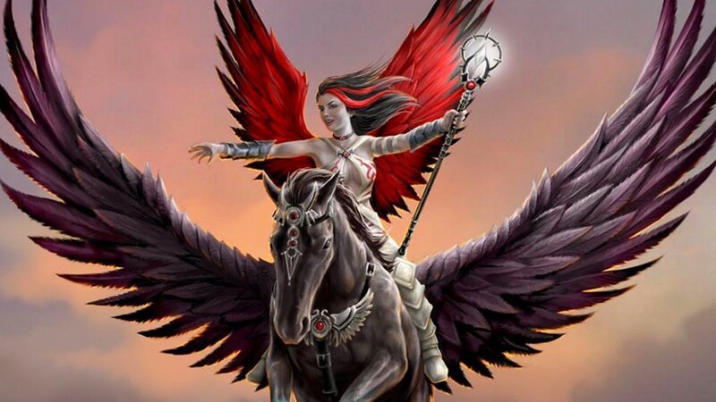 winged warrior on a horse
