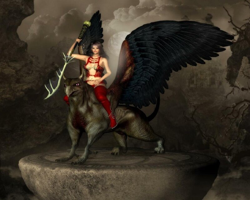 winged warrior on griffin