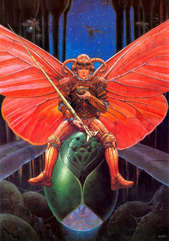 winged warrior on insect mount