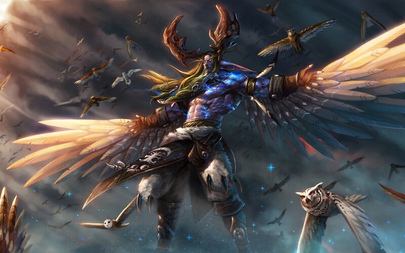 Winged Warrior with Antlers — Blue