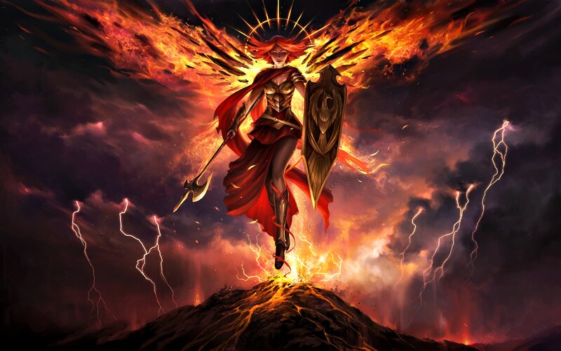 Winged Warrior with Axe — Red
