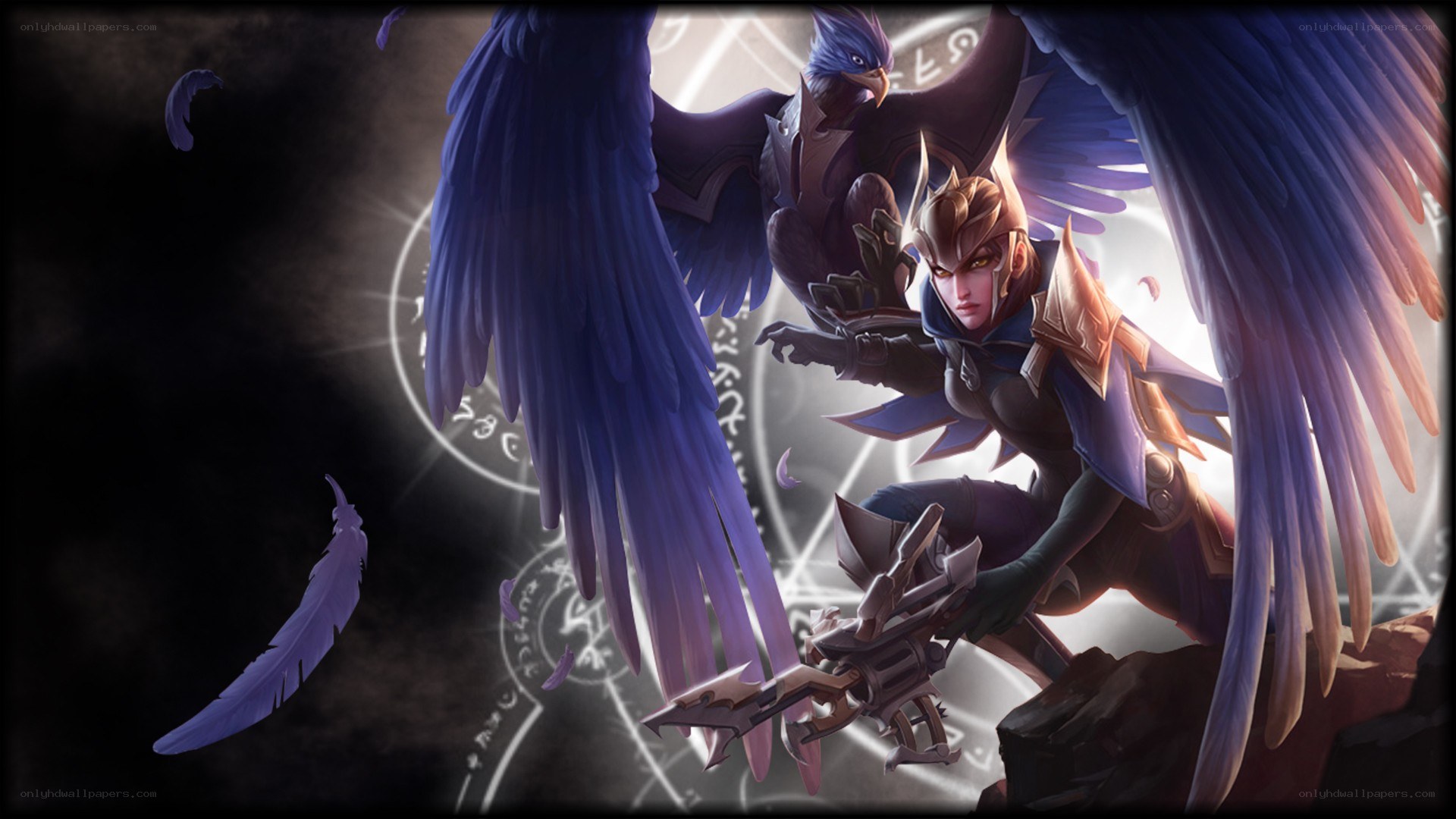 winged warrior with bird companion