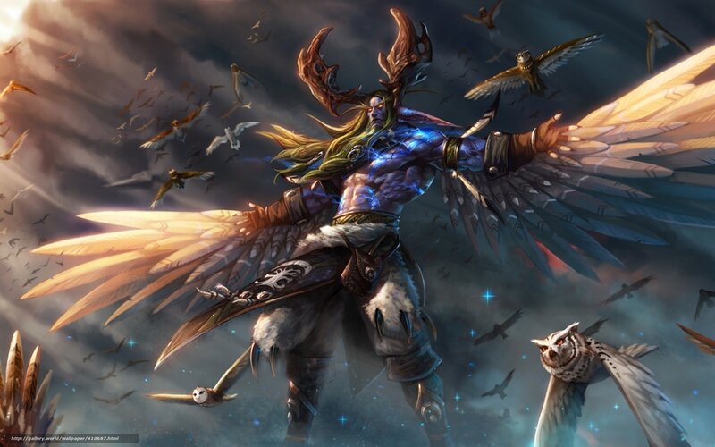 winged warrior with birds