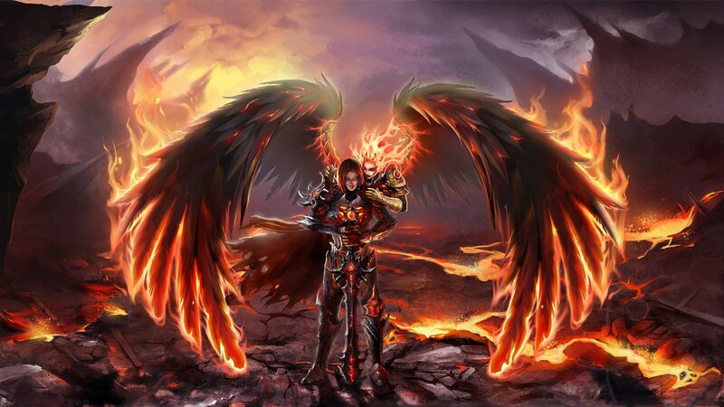 Winged Warrior with Flames