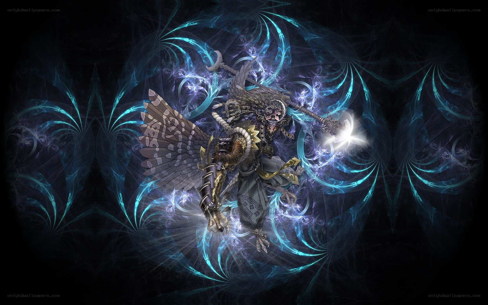 winged warrior with glowing energy