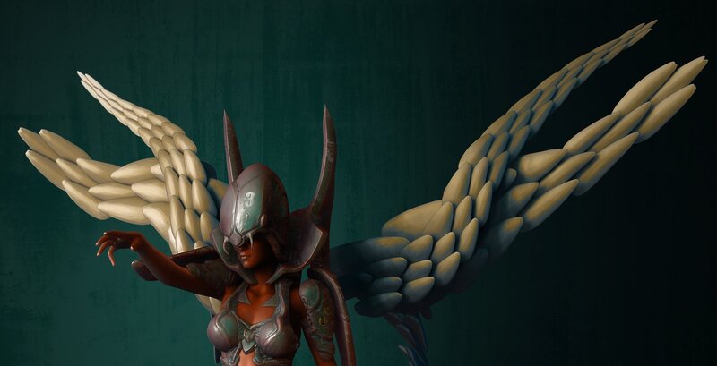 winged warrior with helmet