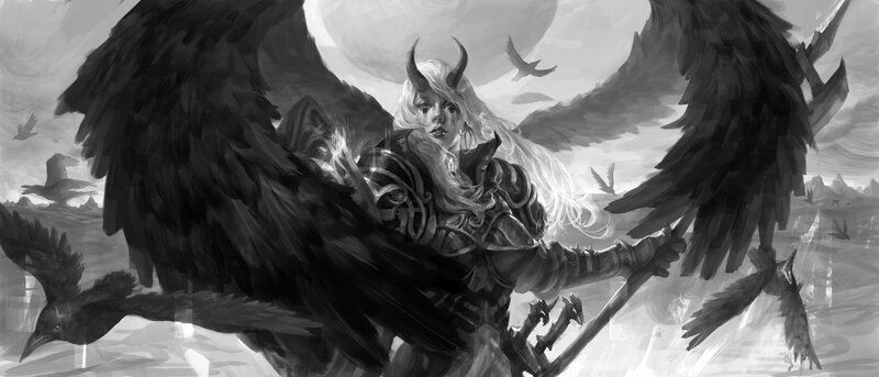winged warrior with horns