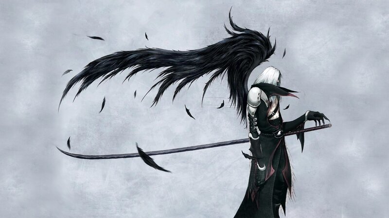 winged warrior with scythe