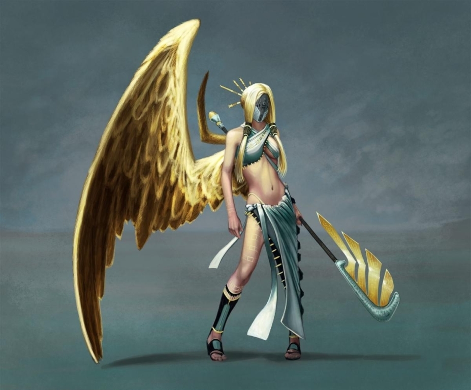 winged warrior with spear